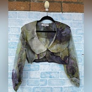 JEFF GALLANO SHEER SLEEVE SHRUG BOLERO SIZE 2/medium
